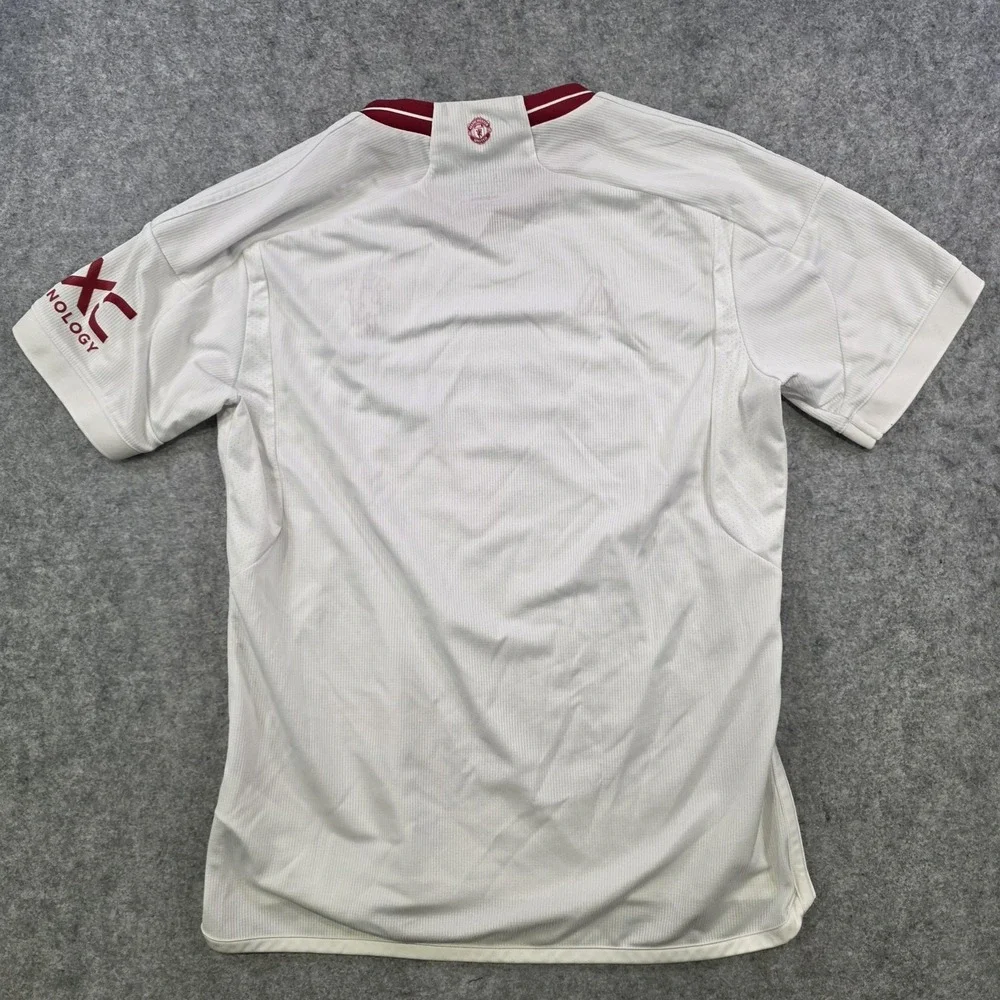 Manchester United‎ Jersey Mens Large White Soccer Adidas Slim Fit